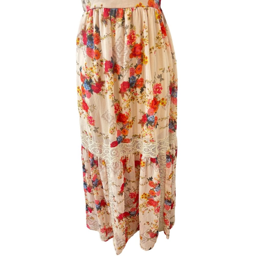 Love, Fire Floral Long Maxi X-Small Womens Summer Beach Dress - Picture 3 of 8